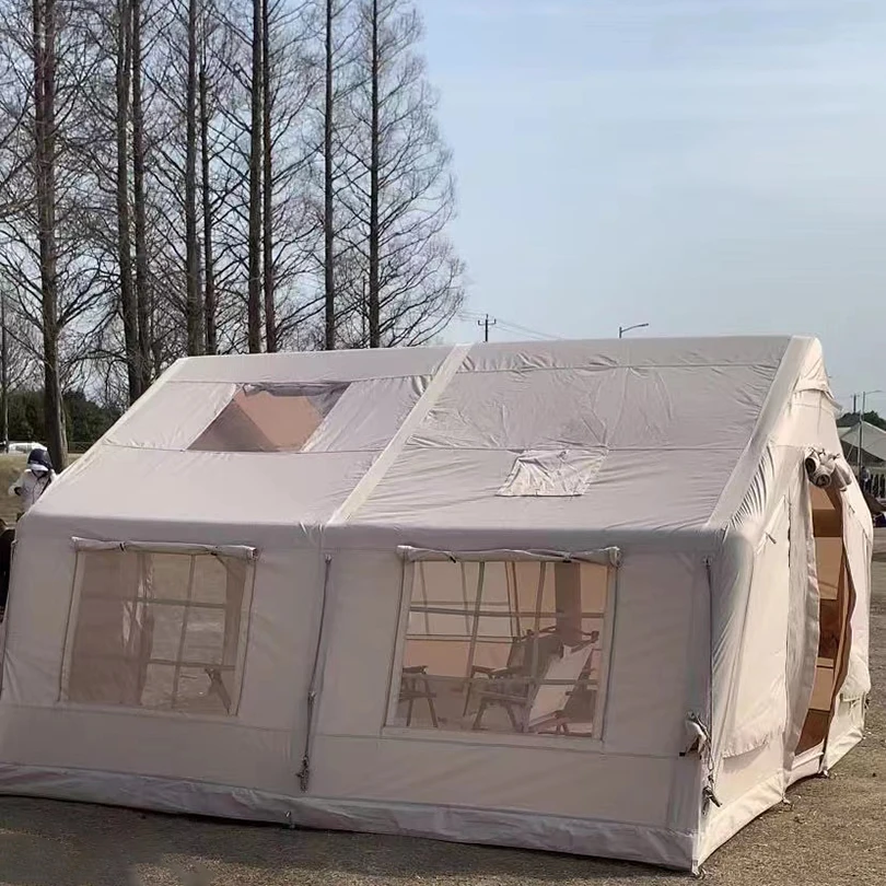 Glamping Canvas Inflatable Outdoor Camping, Customized Luxury Waterproof Polyester Air Family Tent