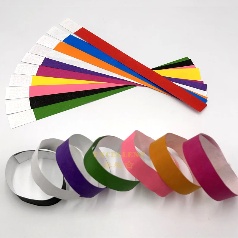 Custom Waterproof Tear Resistant Paper Bracelet logo sticker Party Event Tyvek Bracelets Wristband