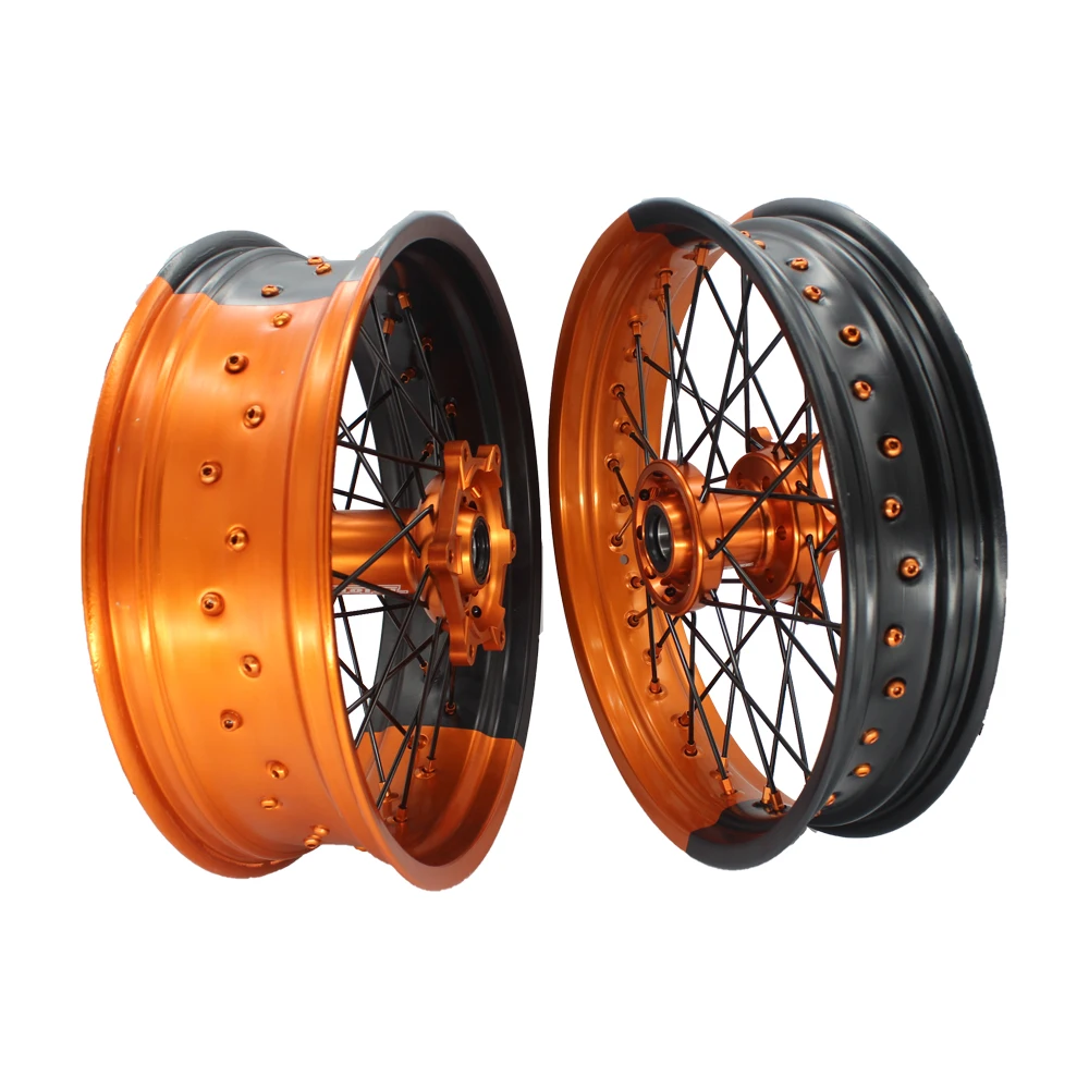 New Design 17 Inch Bicolor Rims alloy Supermoto wheels for KTM EXC 400 2020