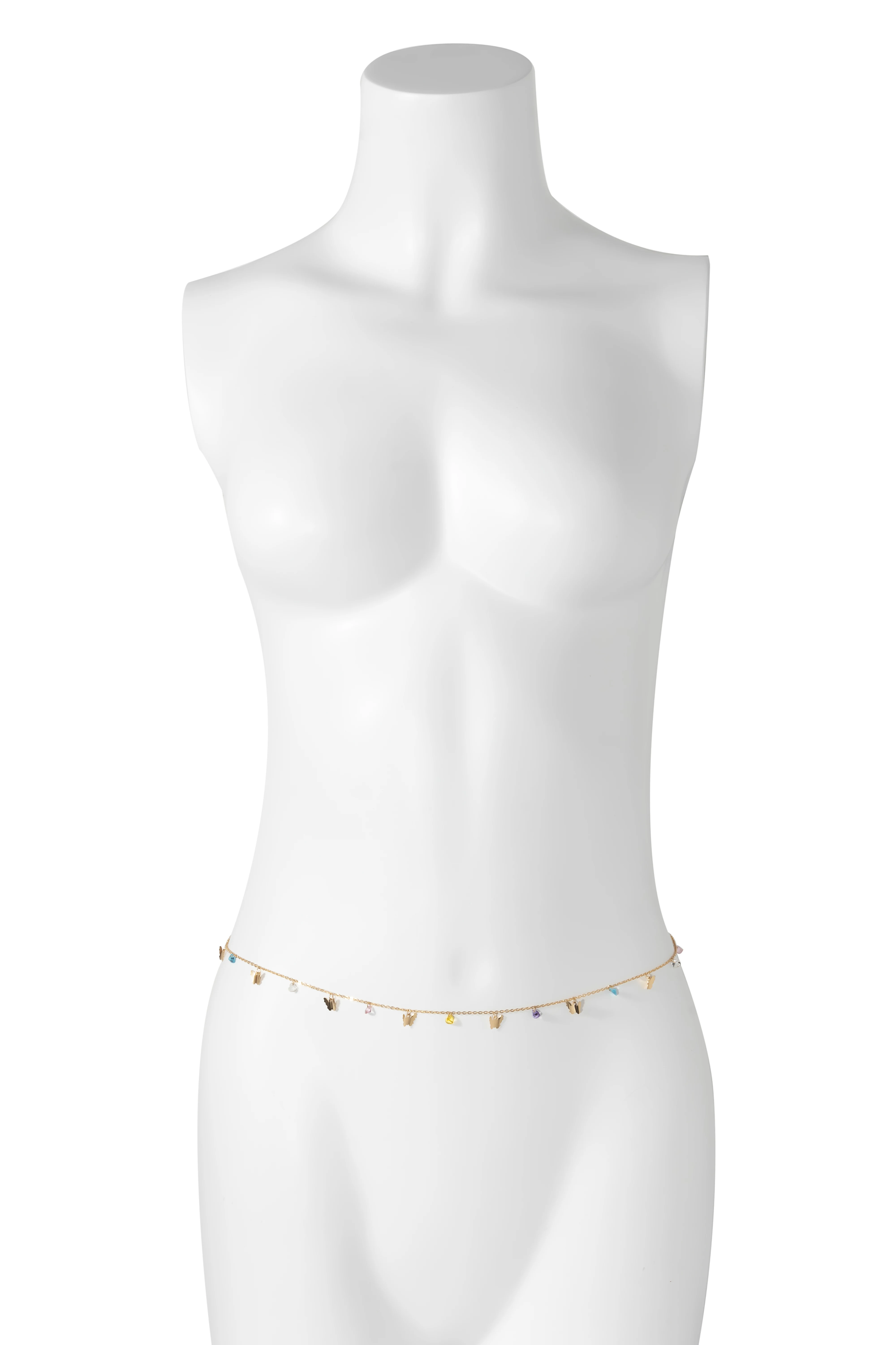 SHIXIN Bohemia Butterfly Pendant Waist Chain Colorful Geometric Acrylic Beaded Belly 2021 Trendy Body Jewelry