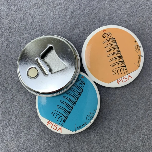 Wholesale Souvenir Tourist Refrigerator Durable Opener Tinplate Magnet Circle Button Tin Fridge Magnet
