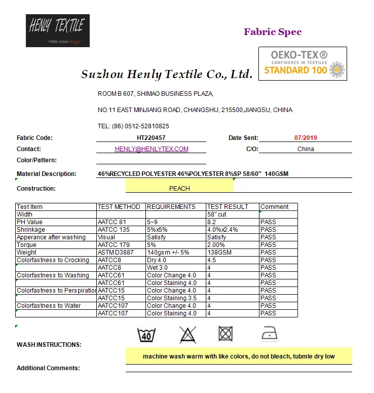 Biodegradable Knitted PEACHED Fabric Recycle Fabric for Casual Clothing 46%RECYCLED Polyester 46%POLYESTER 8%SPANDEX 140GSM