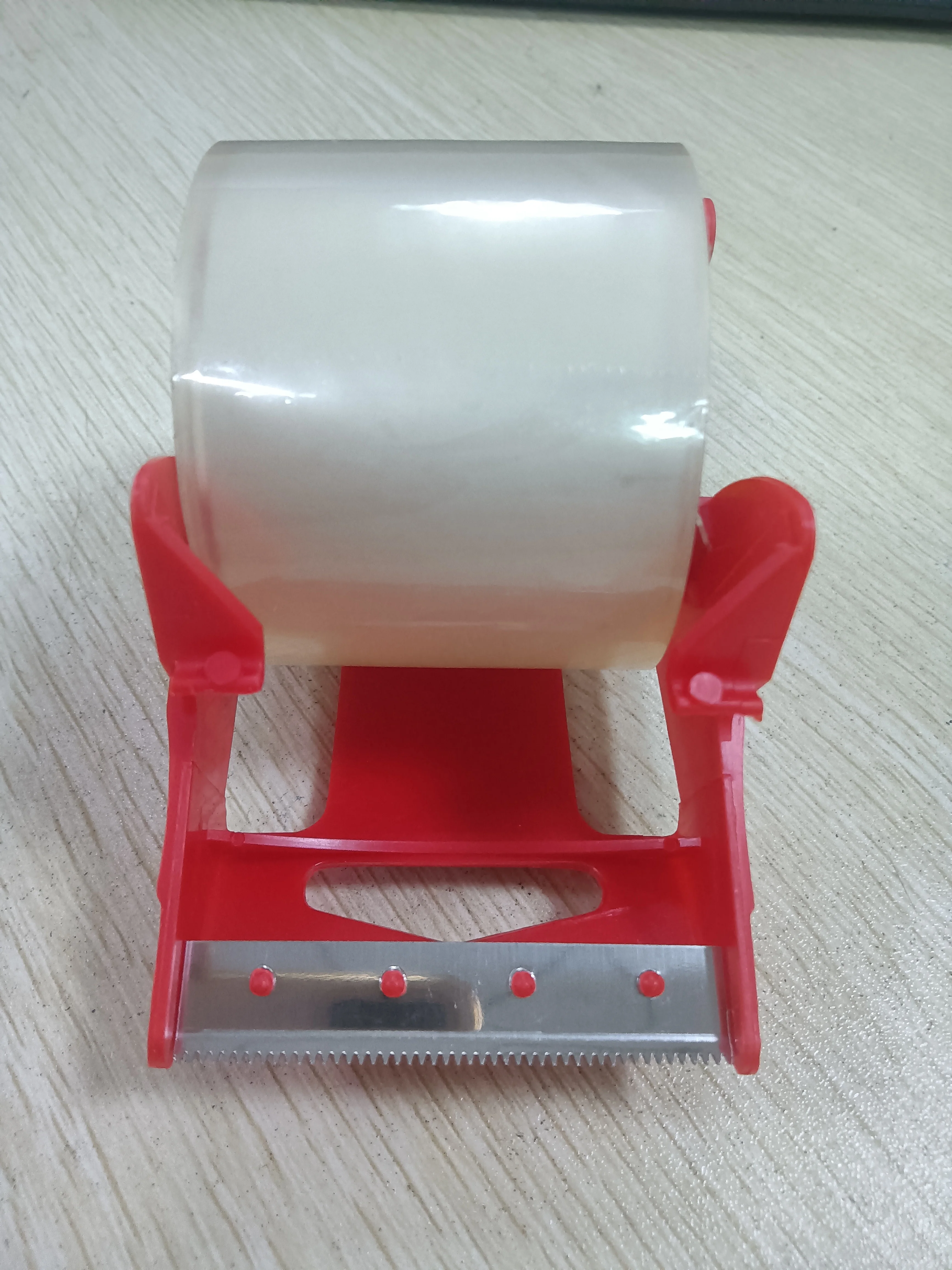 Wholesale Simple 1.5 Inch Red Plastic convenient Packaging Tape Dispenser With Tape Roll for Carton Sealing