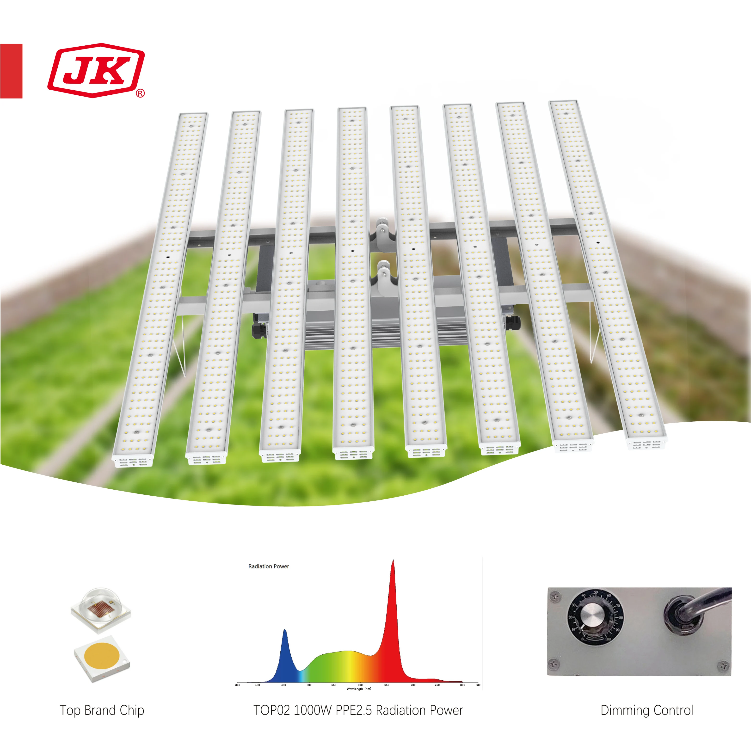 JK Full Spectrum Fordable Hydroponic Greenhouse Growing Lamp 800 watt 1000 watt Led Plant Grow Light Indoor Plant Light