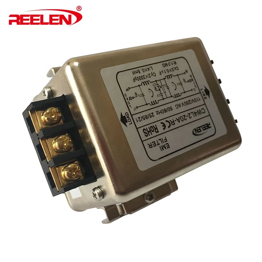 Ac EMI фильтр 20A двухполюсный направляющая Тип
