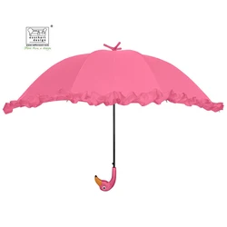 Прямой Новый дизайн зонтика в форме Фламинго 23 дюйма прочный женский зонтик