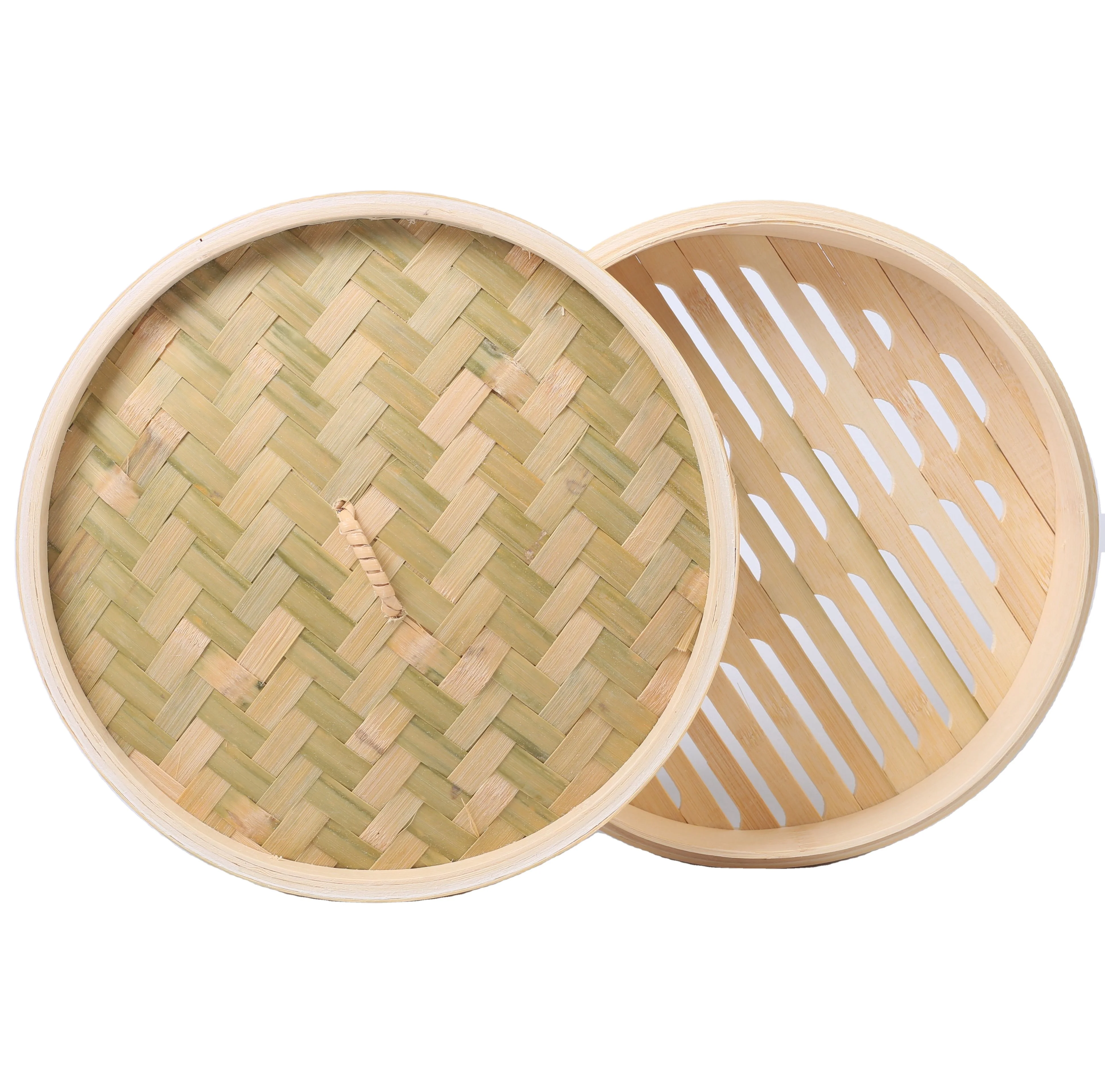 
2021 best seller Eco-friendly natural Bamboo steamer basket round shape 10 inch bamboo food steamer 