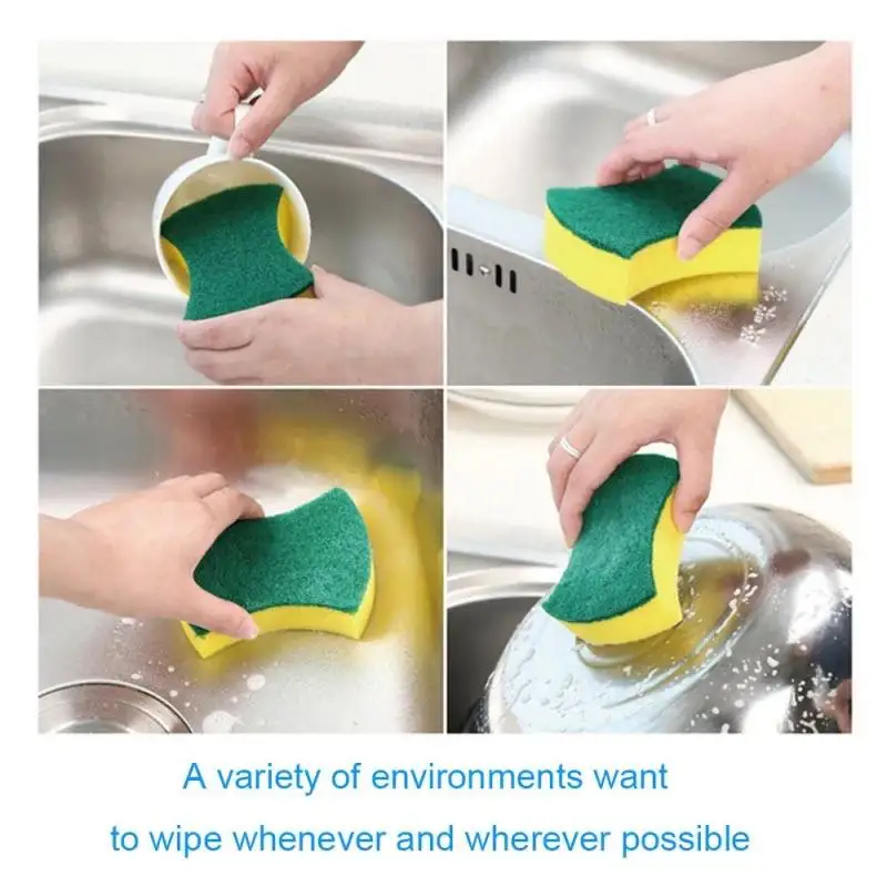 Two-sided Dish Pan Pot Washing Scrub Sponge Magic Cleaning Sponge