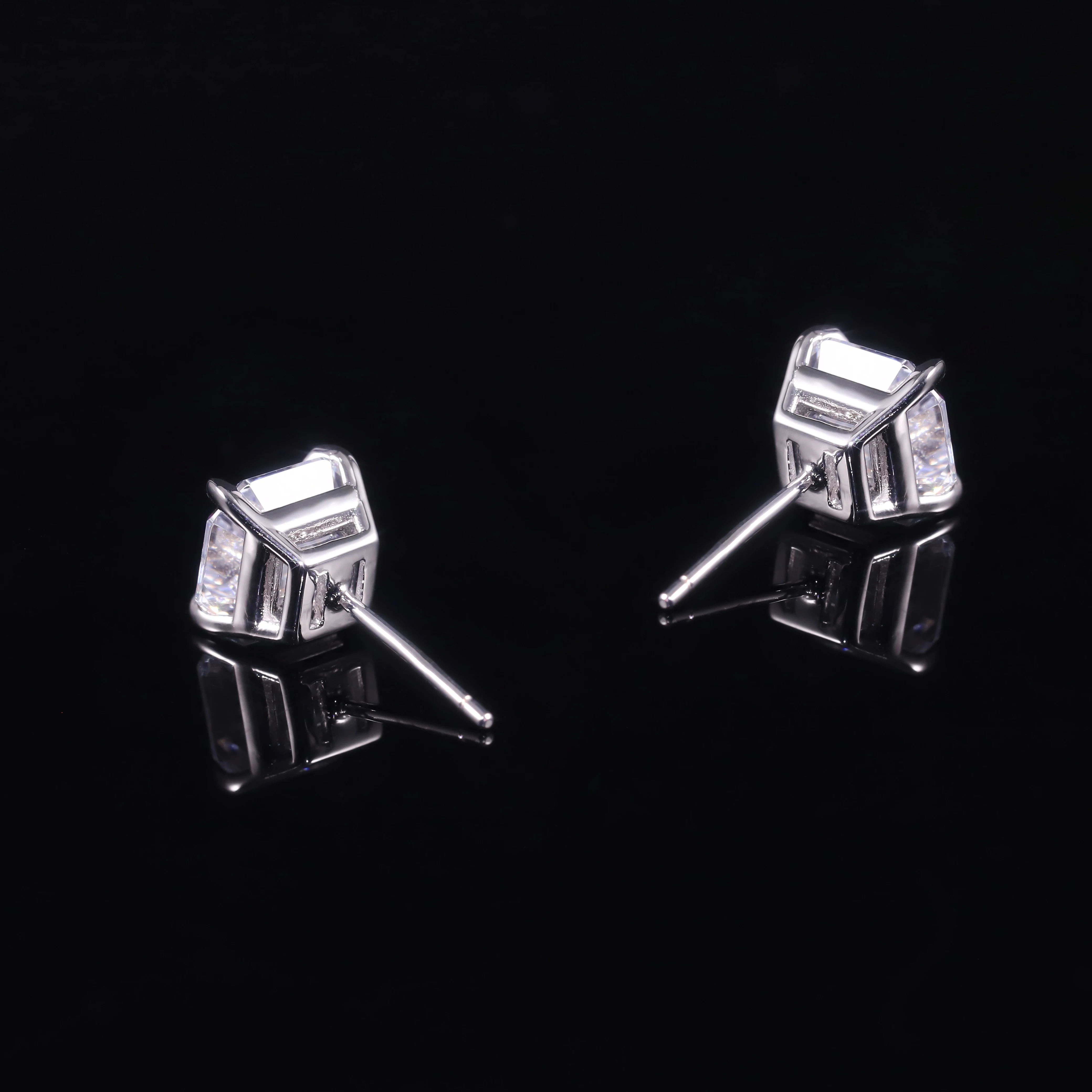 Abiding Jewelry Wholesale IGI Certified Diamond Stud Custom 9K 10K 14K 18K Solid Gold 2ct Lab Grown Asscher Cut Diamond Earrings