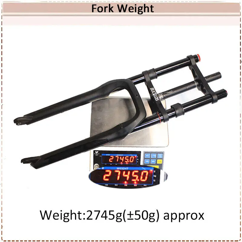 BUCKLOS 26 Inch Bike Air Suspension Fork Double Shoulder Snow Fork MTB 20*4.0 Inch Fat Bike Fork 180mm for E-bike DH Bicycle