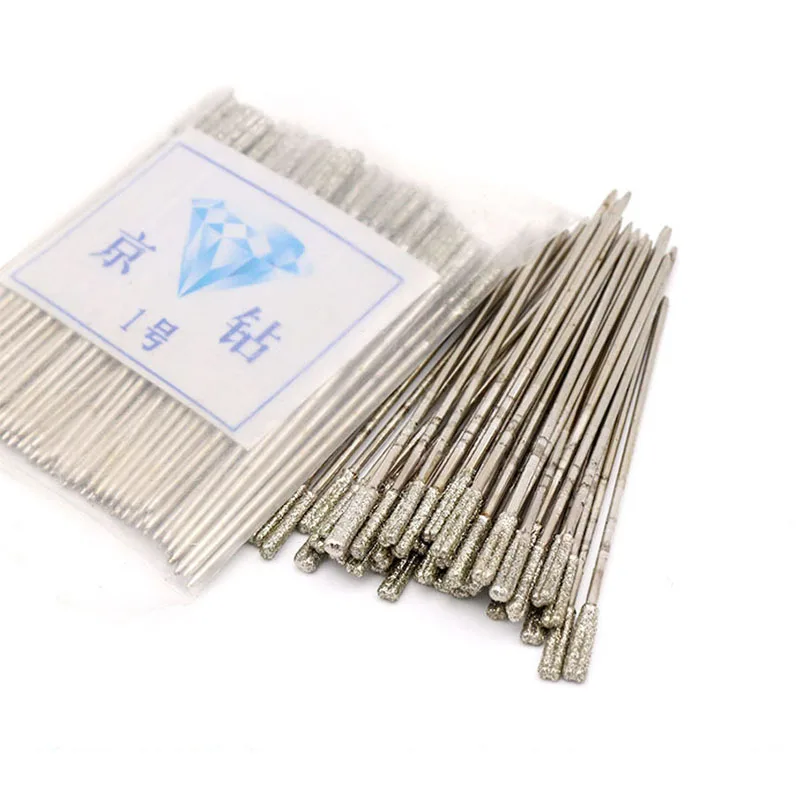1pcs 0.8-2.4mm Diamond Coated Drill Bit Solid Bits Needle For Jewelry Ceramic Jade Agate Amber Stone Ceramic Power Tools