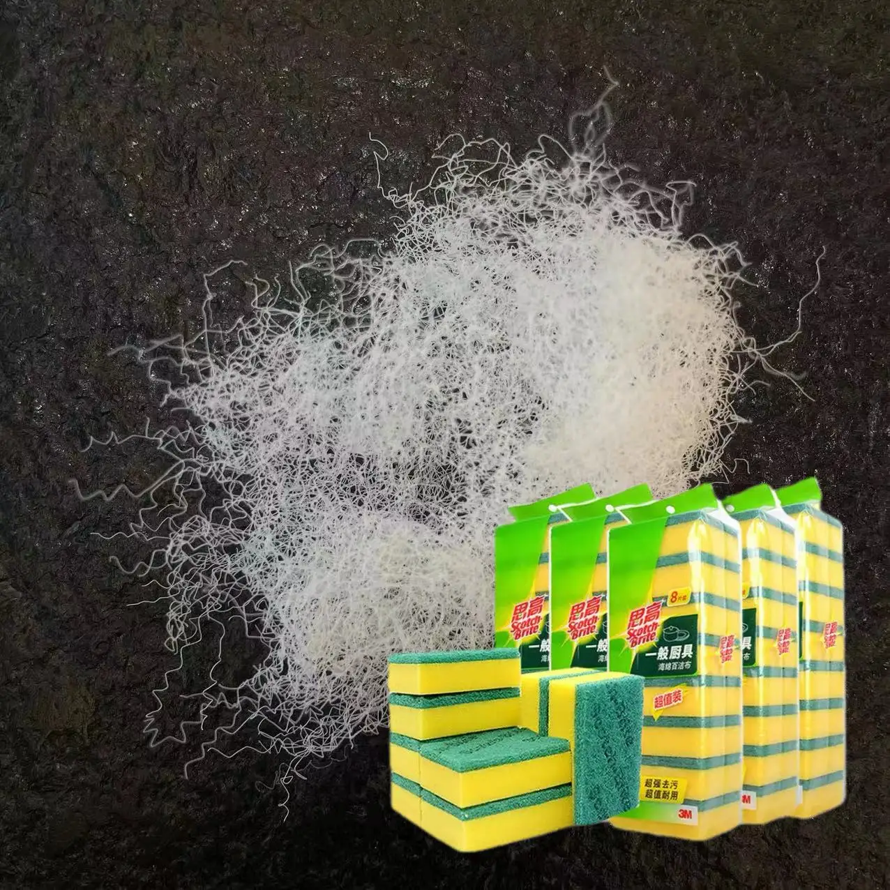 Nylon 6 Fiber 17dx40mm Crimped Semi Dull Virgin For Clean Sponge Scouring Pad