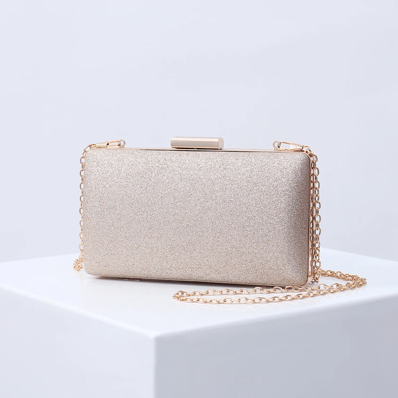 
Champagne gold glitter shoulder bag wedding women clutch evening bag 