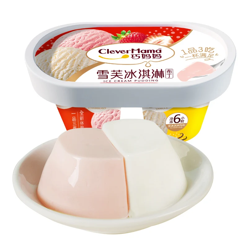 Oem Pudding Wholesale 90g Low Sugar Double Flavor Coconut & Cheese Ice Cream Pudding