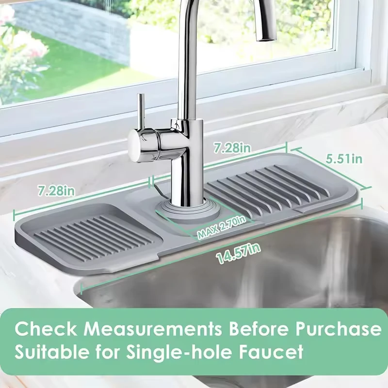 Multifunction Silicone Faucet Handle Catcher Tray Sink Water Proof Splash Mat Silicone Sink Faucet Mat for Washing Hand Basin