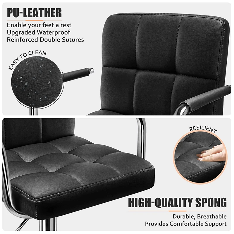 Modern Stool Bar Chair Design Swivel Lift Leather Upholstered High Bar Chair With Armrest
