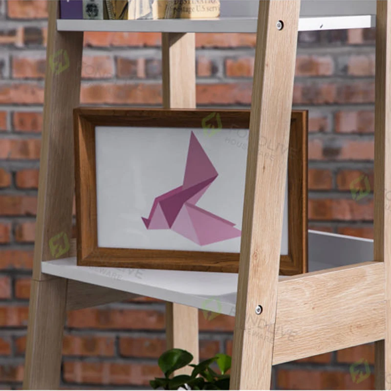 Rustic Stylish Multi Functional Storage Shelves Home And Office Furniture Wooden Bookshelf Corner Display Bookcase With 4 Tiers