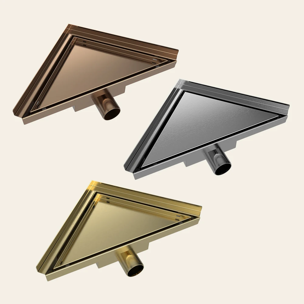 High Quality SUS304 Stainless Steel Corner Invisible Shower Drain Tile Insert Bathroom Hidden Floor Drain Concealed Floor Drain