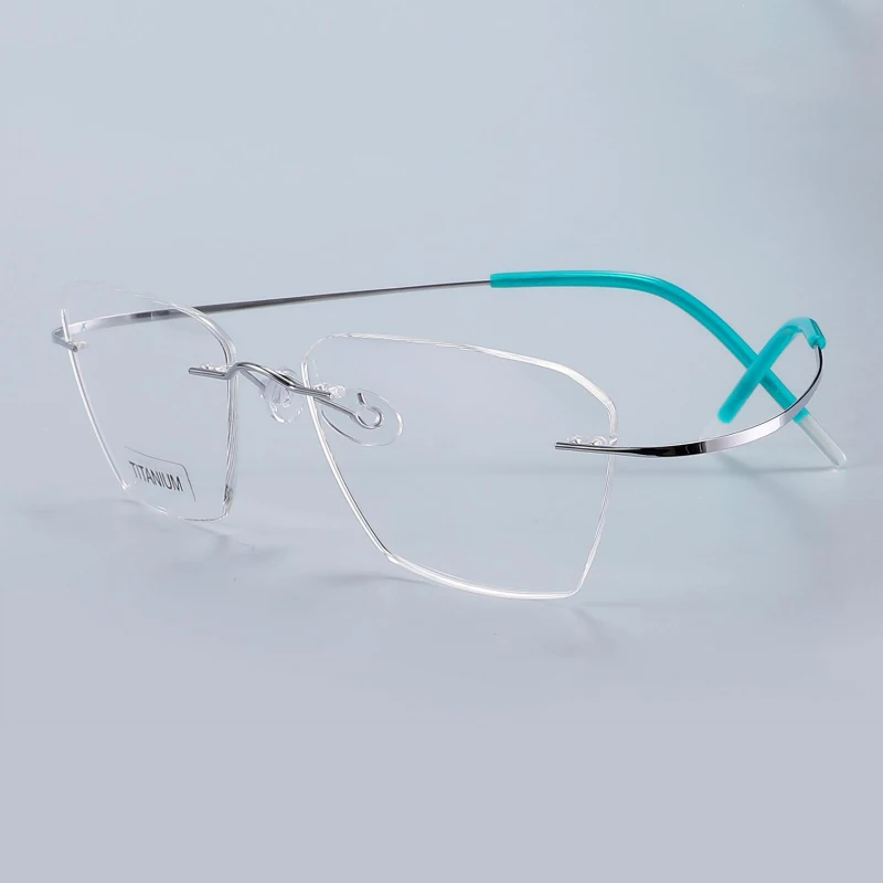 2024 Luxury Italian Brand Design Thin Wholesale Flexible Ultralight Reading Eyewear Optical Titanium Rimless Glasses Frame