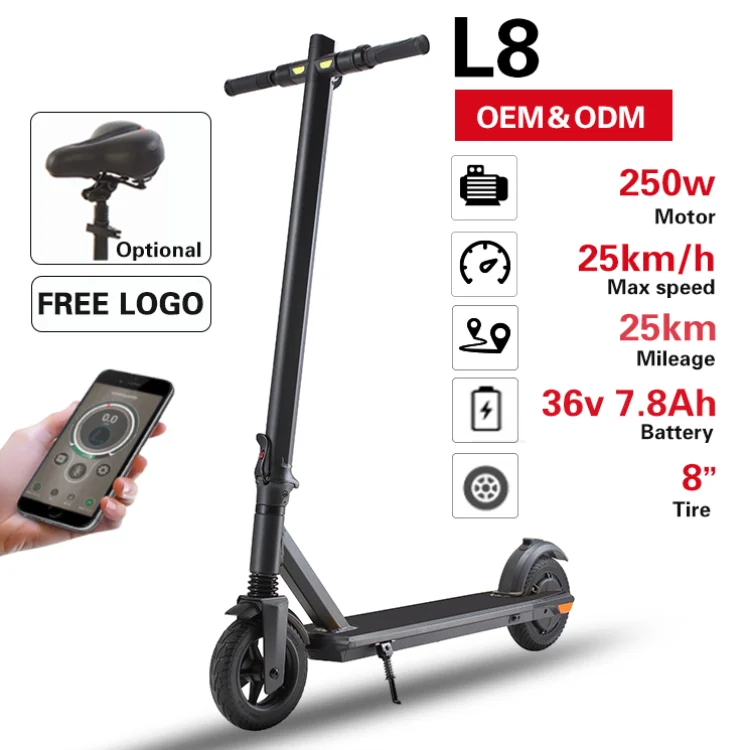 Портативный 8 дюймов два колеса 250 Вт бесщеточным Мотором для взрослых оптовая продажа электрический самокат с сиденьем