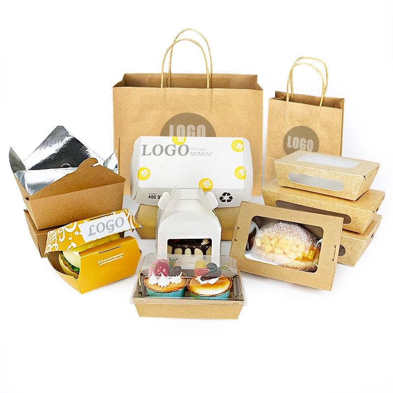 Wholesale Disposable Snacks Salads Fried Chicken Containers 13oz 23oz 32oz Kraft Paper Food Boat Tray