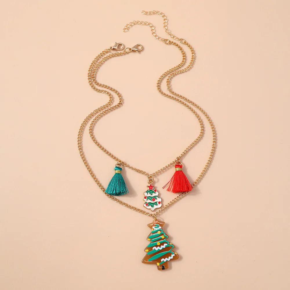New fashion design Christmas Risu Christmas Tree necklace set exquisite everything collar bone chain neck accessories
