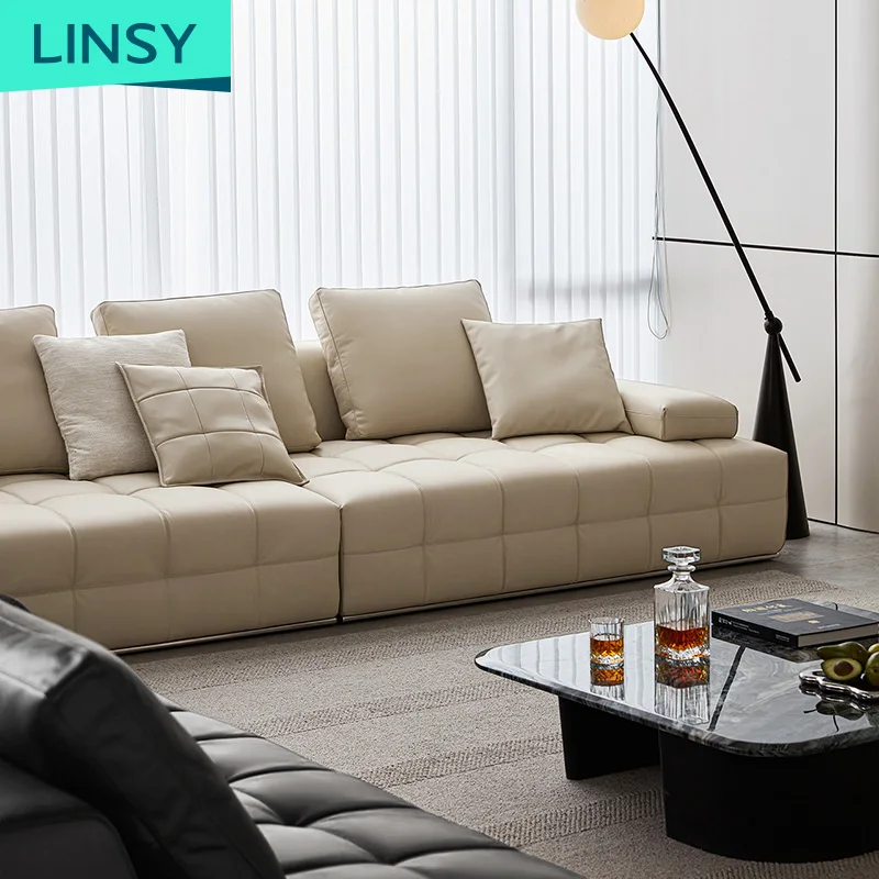 Linsy Italian style leather sofa high end leather living room Italian style couch sofa