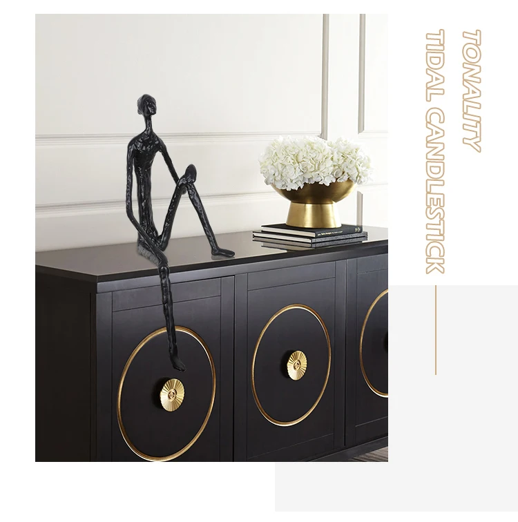 hot sale 2022 home assesories modern metal arts crafts decorative item abstract black bronze sculptures figure