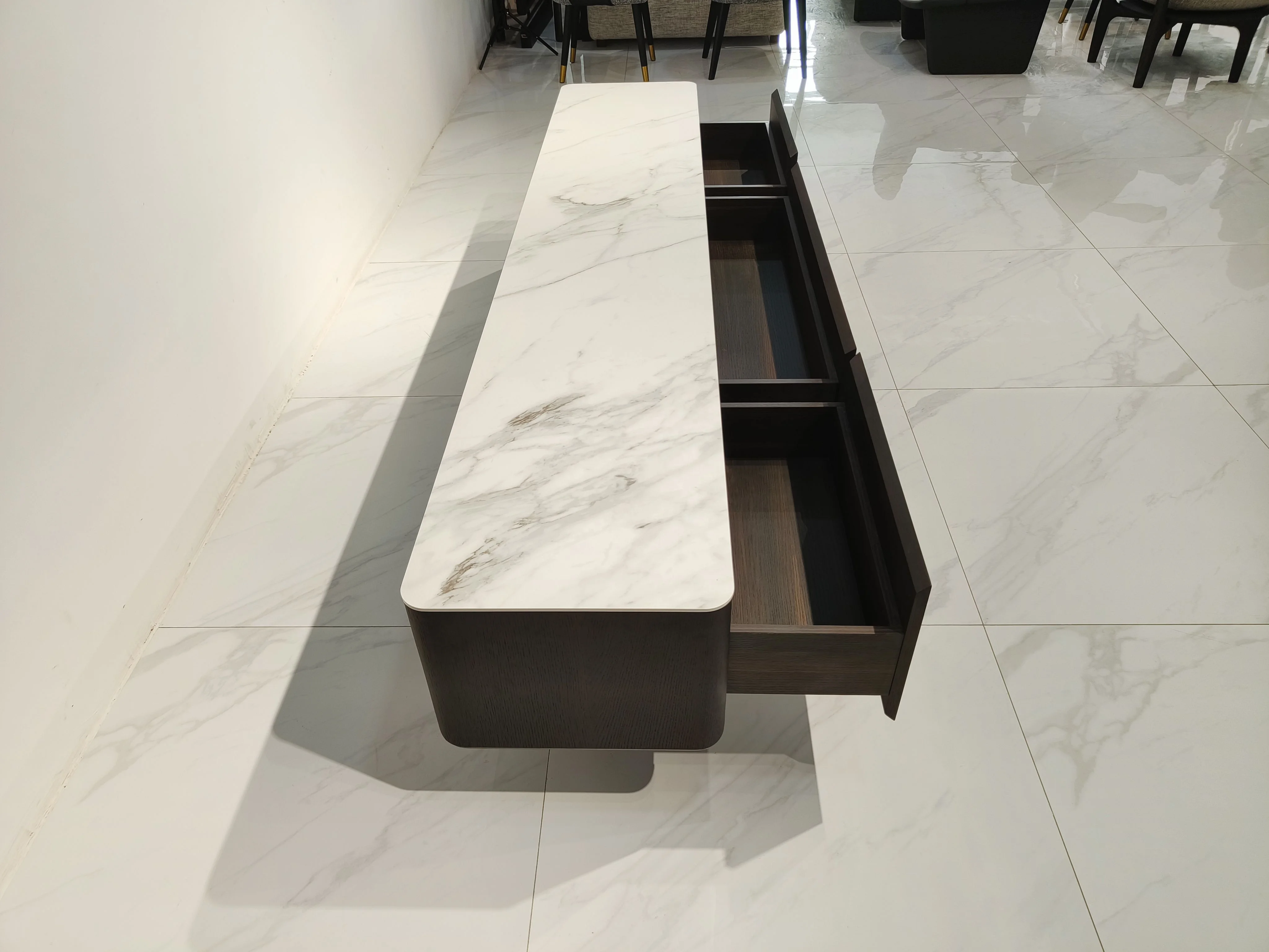 Modern Luxury TV Cabinet Living Room Furniture Italian Design Center Coffee Table Set With Drawer Marble Top Wooden TV Stand