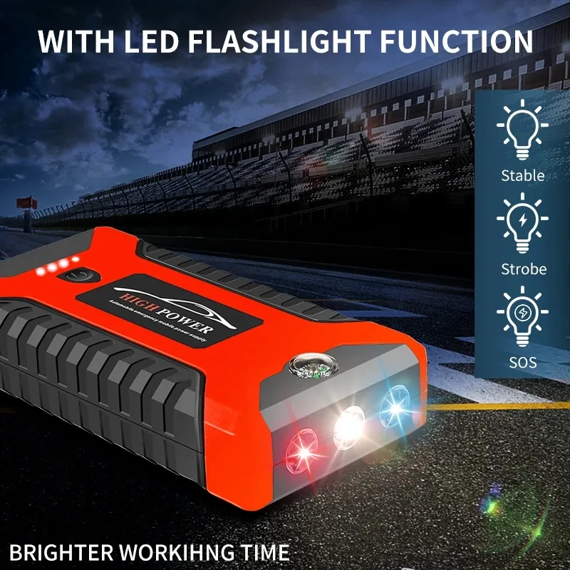 Multifunction 12V 6.0 Gasoline car 99800mAh 600A With SOS flashlight Powerbank Jumper Starter Car Jump