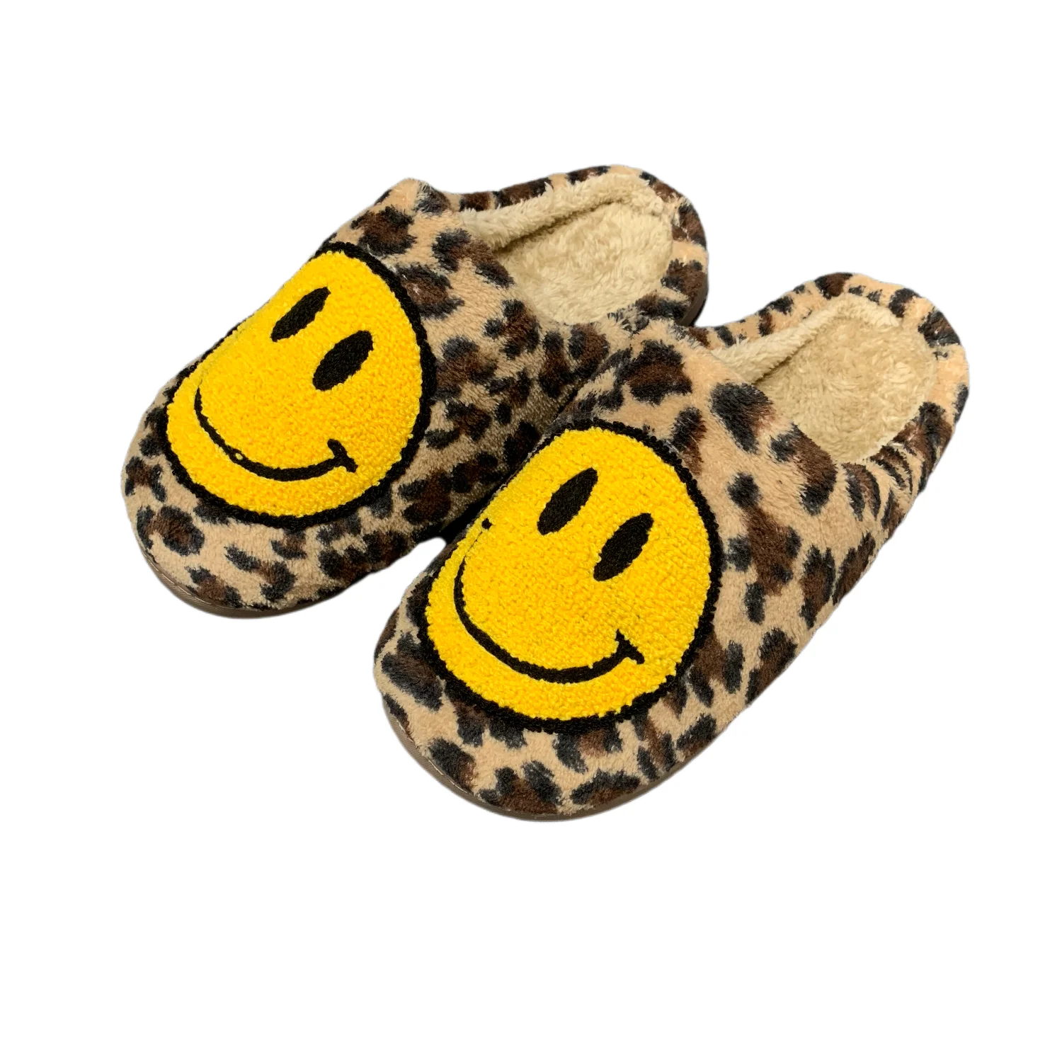 CIXI AIDA NEW COLOR  LEOPARD smiley face lightning ladies winter indoor fuzzy happy slides warm furry home slippers for women