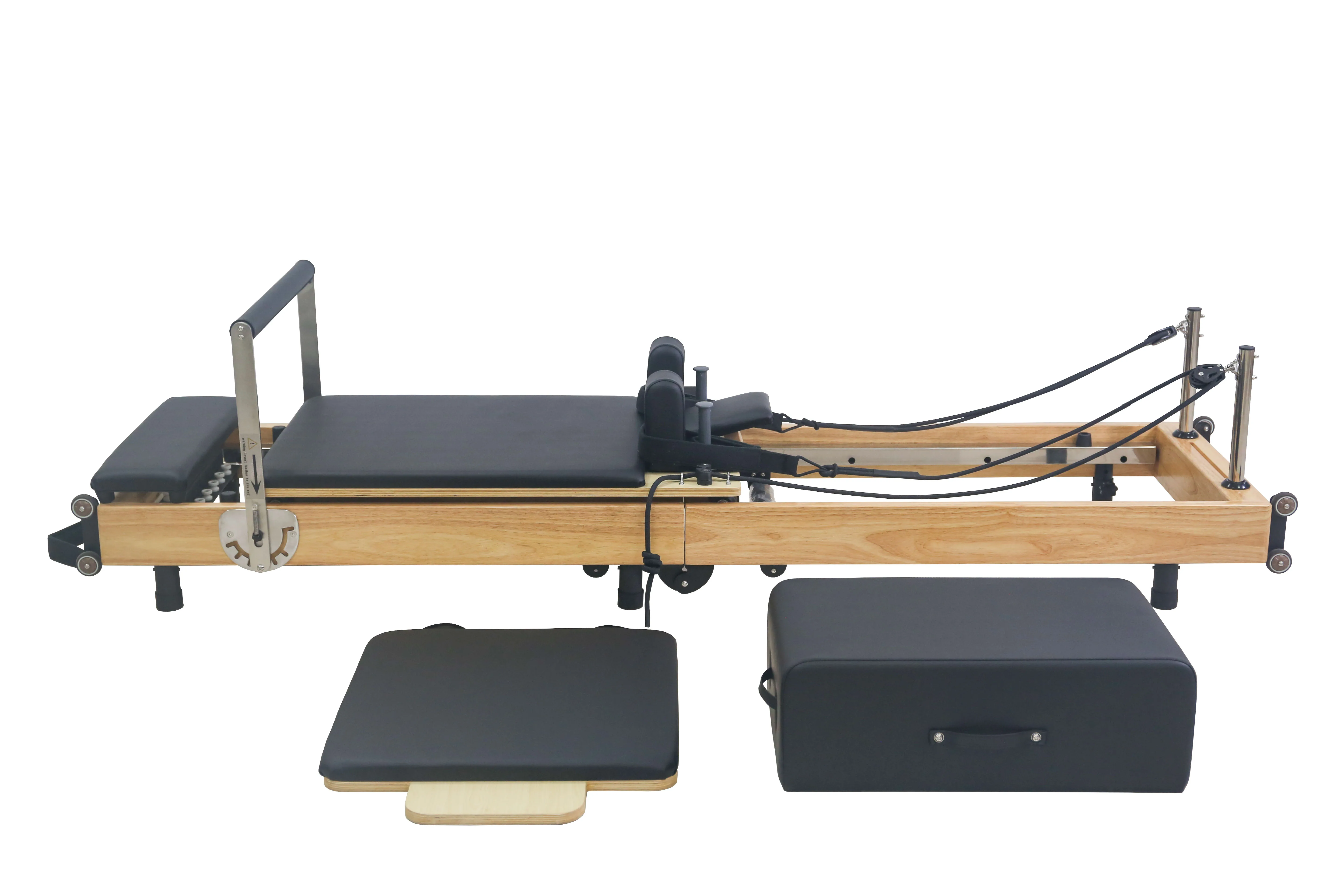 Wholesale Pilates Reformer Folding High End Wooden Equipment Gym Fitness Machine Foldable Pilates Reformer for Studio
