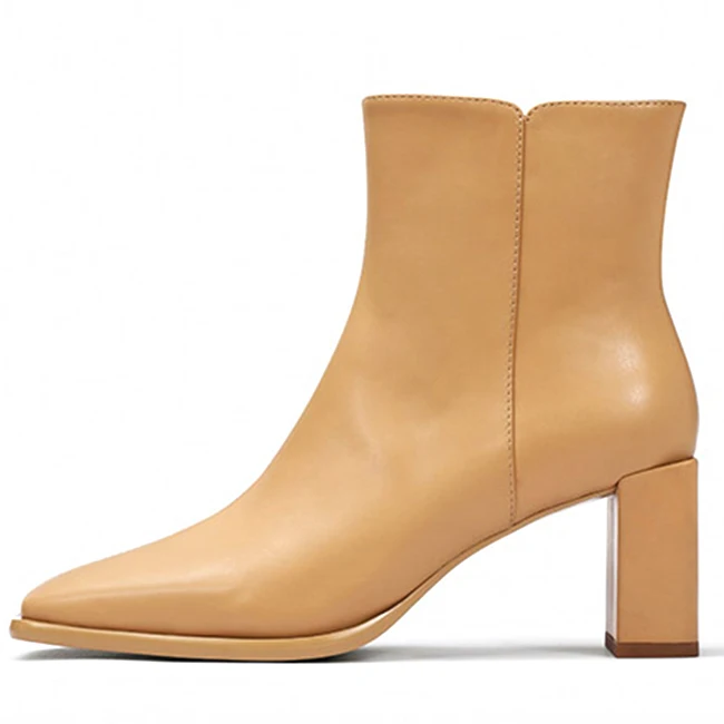 Made In China Low MOQ Luxury Style ODM And OEM Service Real Leather Heel Woman Ankle Boots