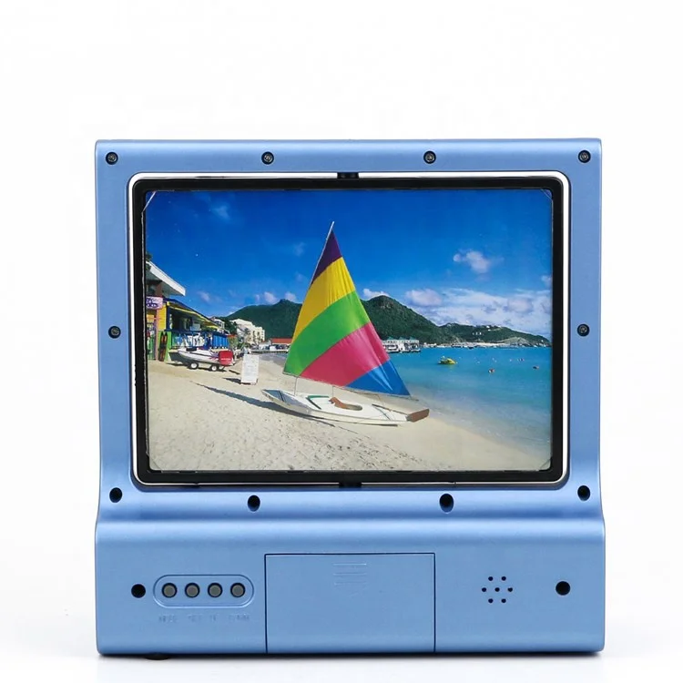 KH-CL050 Calendar Temperature Display Picture Frame Digital Clock with Rotating Two-side Photoframe