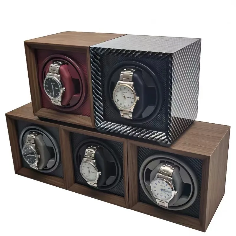 Custom Luxury Premium Walnut Single Watch Box for Automatic Watches with 3 Rotation Modes Wooden Safe Watch Winder