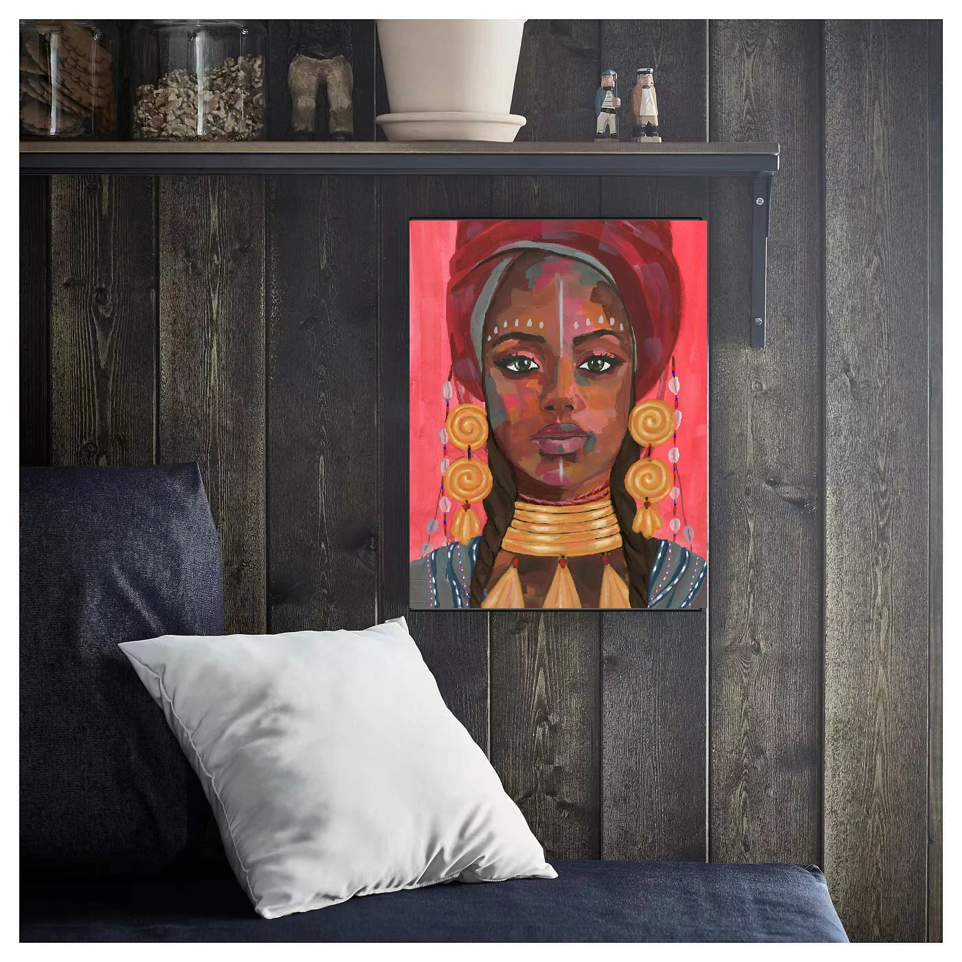 African Artwork canvas black women portrait print painting Women Power for home hotel Wall Decoration