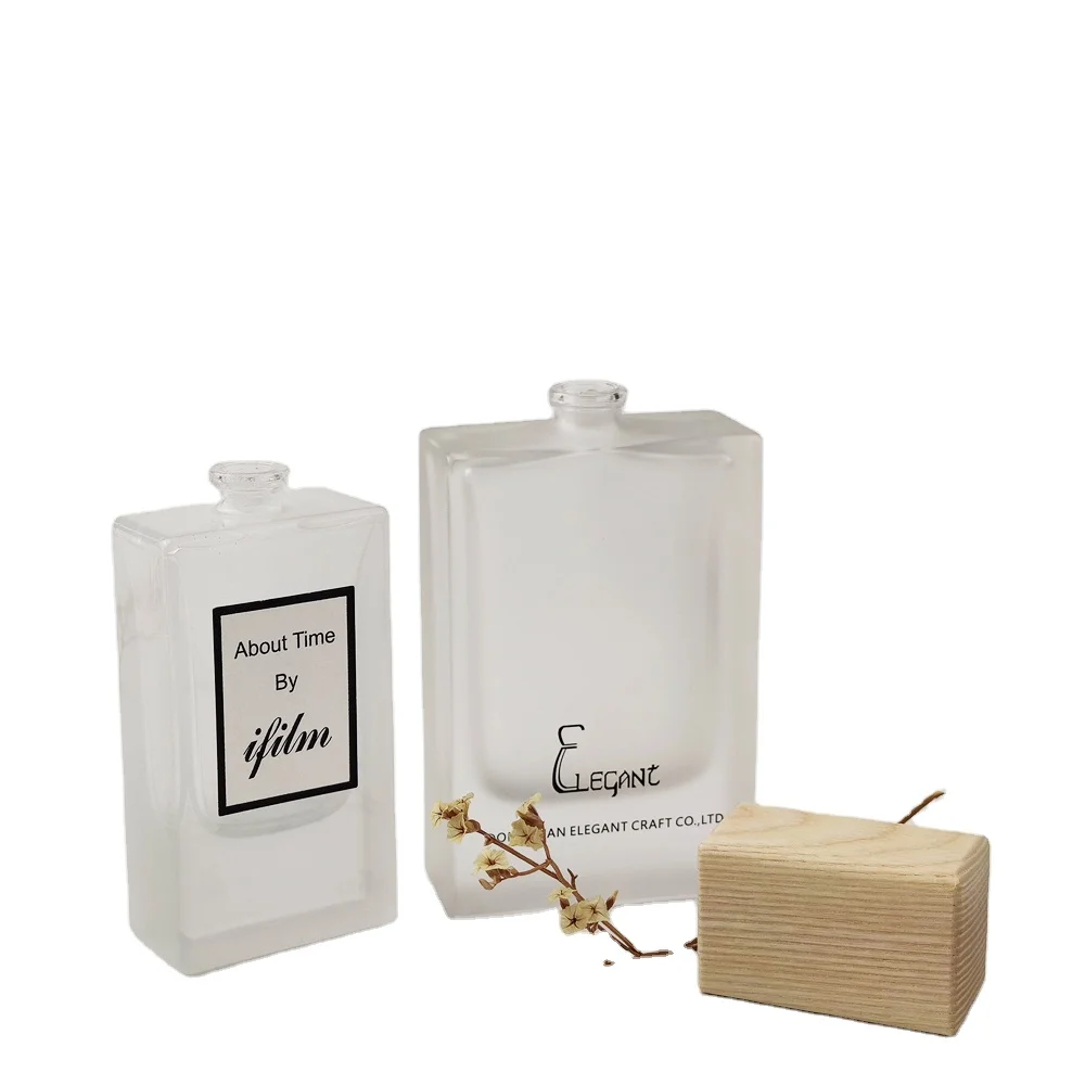 Factory Cusotom Wooden Cap lid small 10ml Wholesale Square Private label 30ml 50ml luxury empty round fancy perfume bottles