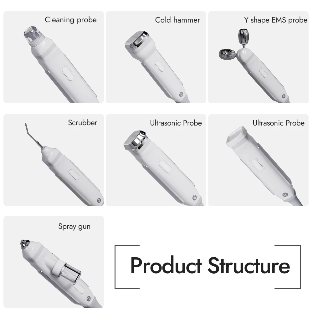 Synogal customized logo portable 7 in 1 EMS ultrasonic face deep cleaning hydro facial beauty machine
