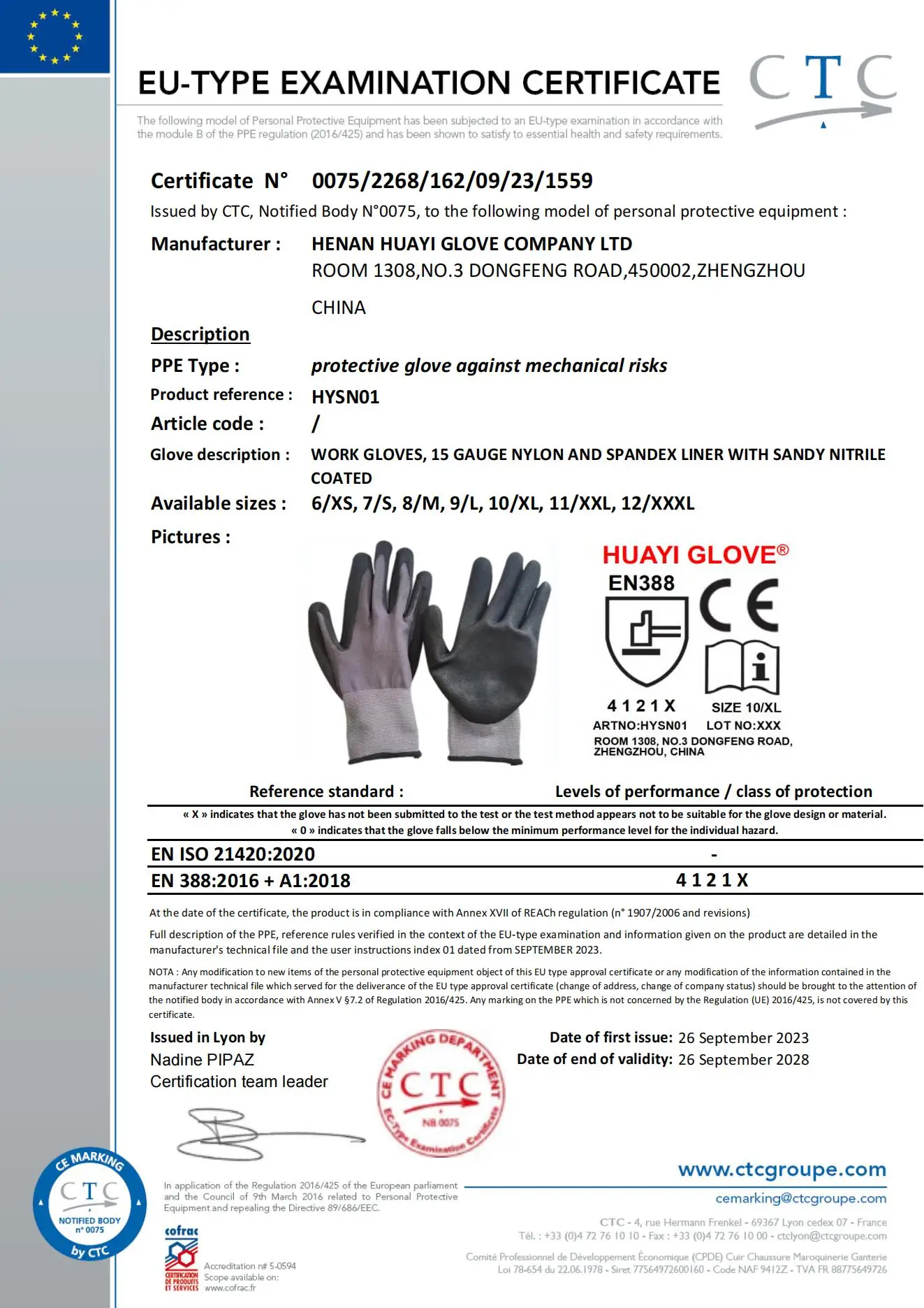 CE 15G Nylon Spandex Fabric Sandy Nitrile Gloves 15 Gauge NBR Palm Coated Safety Work Industrial Protective Gloves Construction