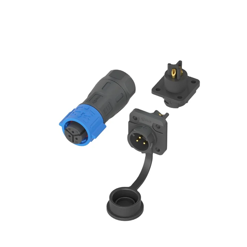 AOHUA Livestock Breeding Lighting Waterproof Connector K15 3pin Assembly Male Female panel Mount Push Lock Fast Connector