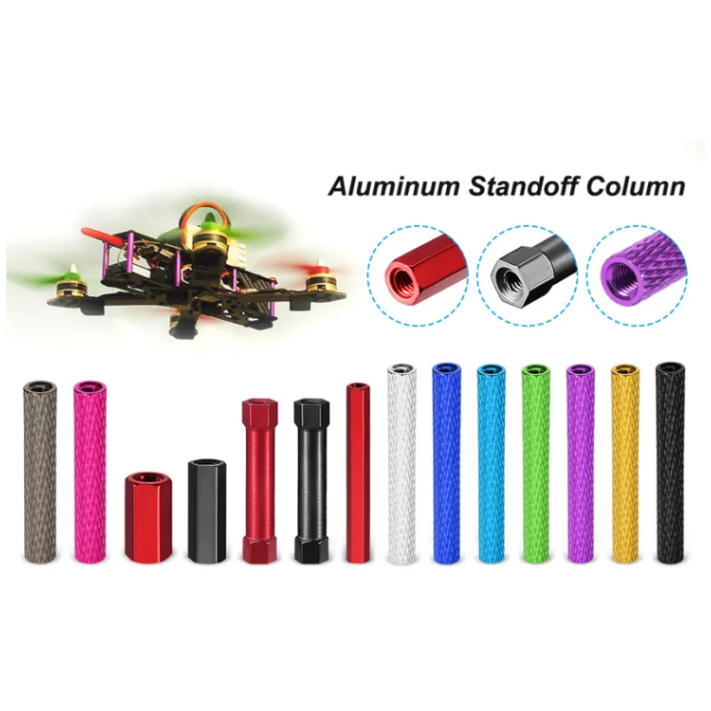 High quality 10pcs for RC Airplane FPV Quadcopter CNC Black Spacer Column M3x15mm  Aluminum Hex Standoff