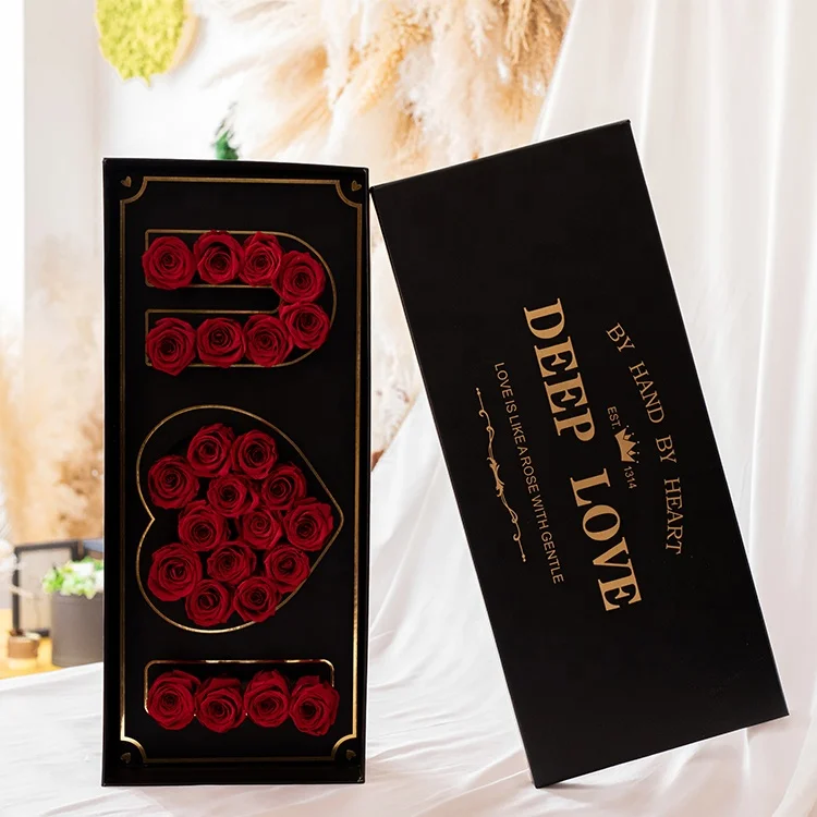 Оптовая продажа, подарки на день Св. Валентина матери, отца, сохраненные вечные розы, коробка с надписью «i love you», Цветочная коробка