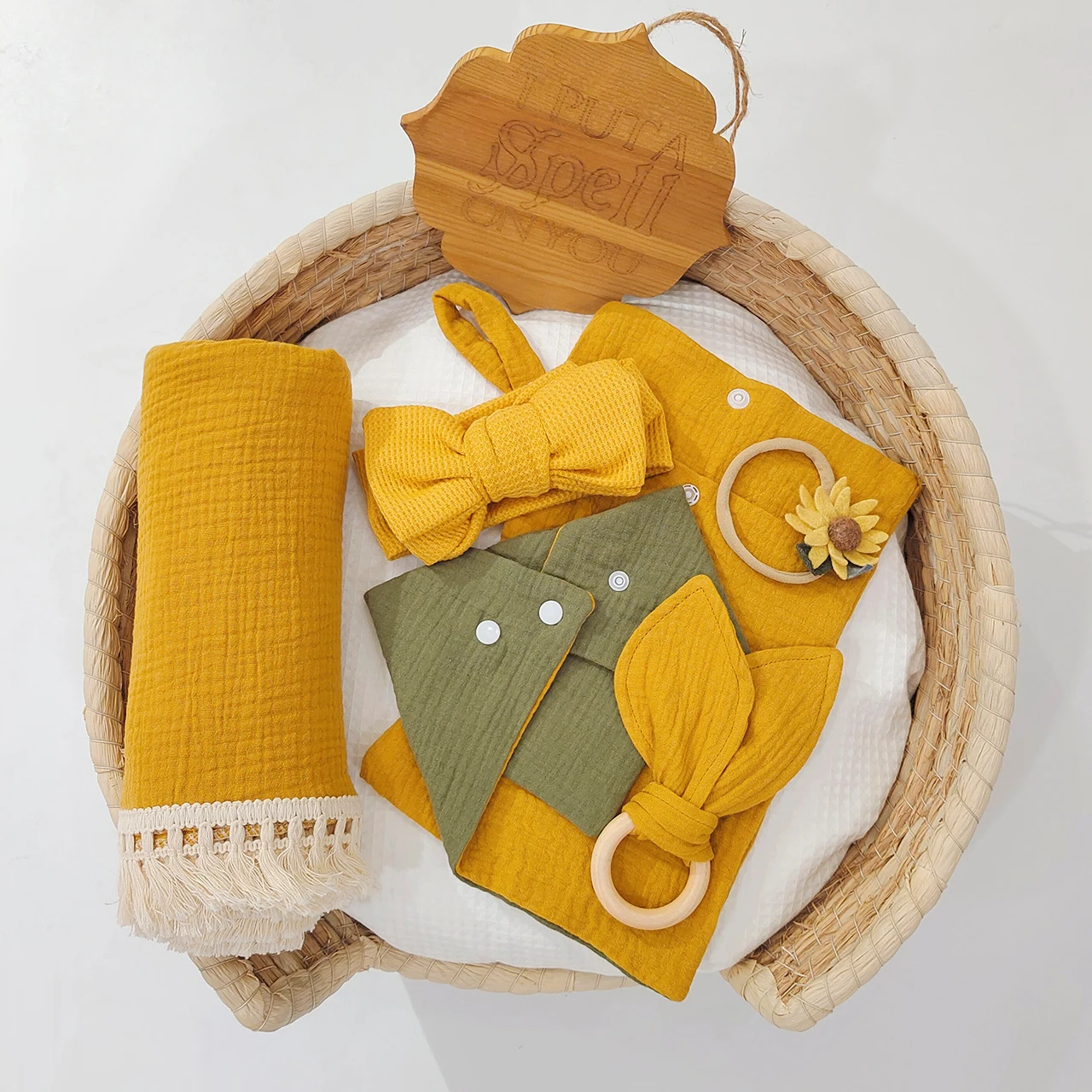 6Pcs Newborn Photography Props Wood Teething Toy Baby Shower Party Birth Gift Baby Muslin Cotton Blanket Wrap Swaddle