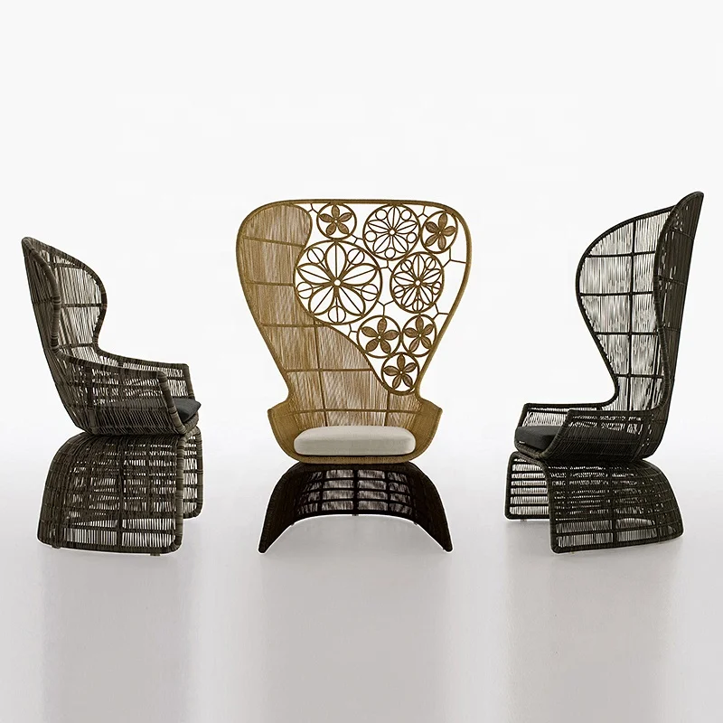 Outdoor Art Wicker Chair Peacock Chair Terrace Garden Wicker Chair Set Club House Villa Furniture sofa