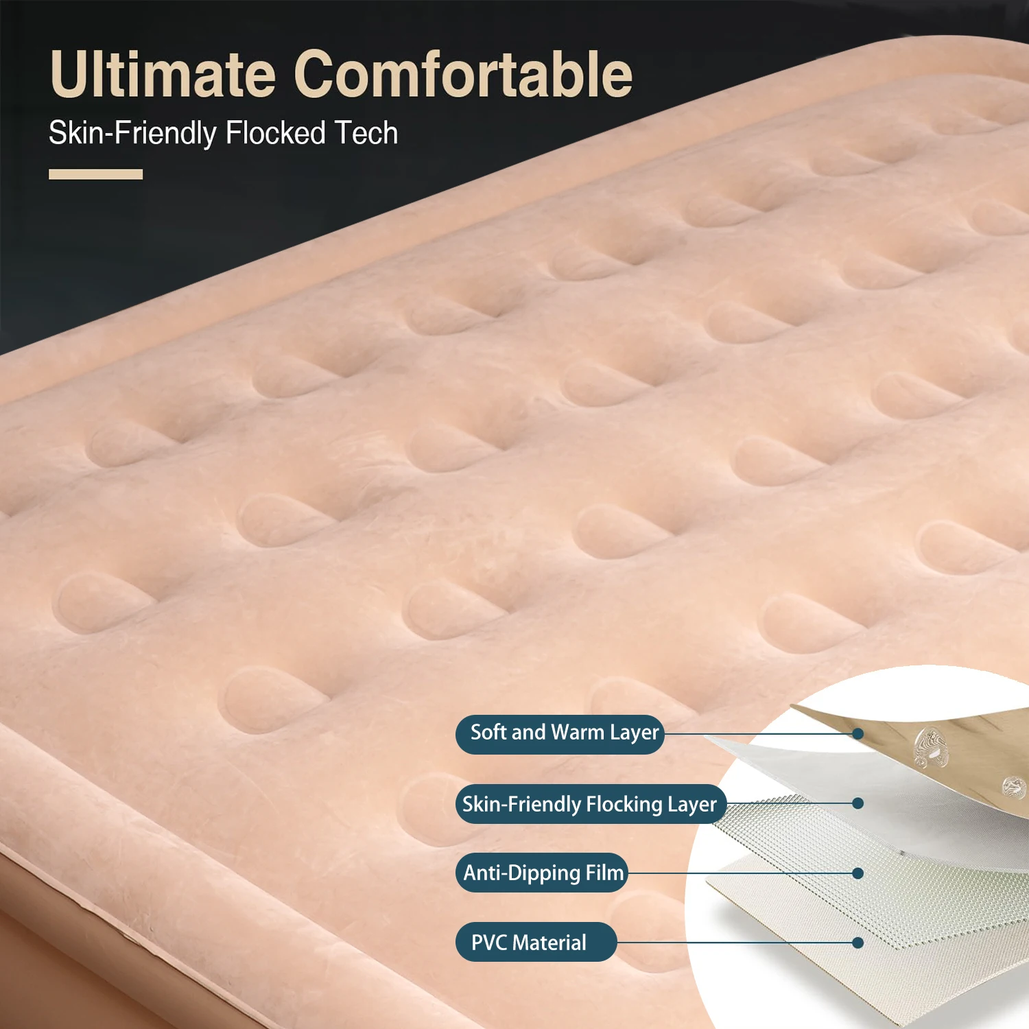 Creamy air mattress Collapsible air mattress is a must-have for the family First choice for camping Easy to store