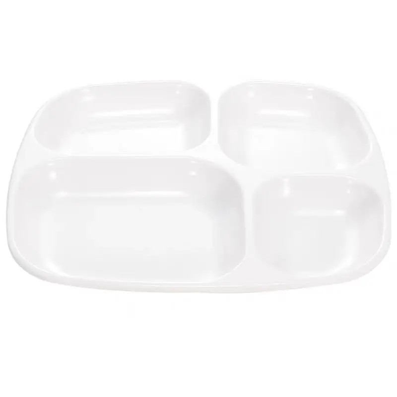 customized logo durable easy to wash melamine hospital food tray divided canteen tray 4 compartment plate