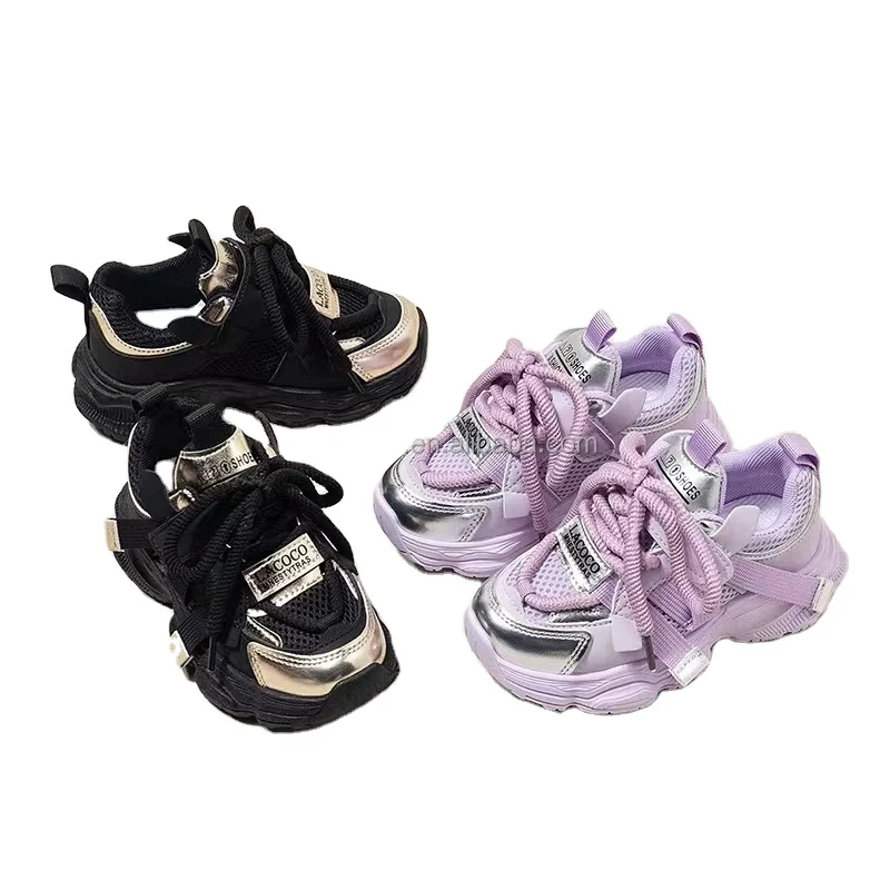 Child Purple Orange Walking Shoes Kids School Sneaker Summer Teenage Boys Girls Shoes Mesh Breathable Running Sneaker