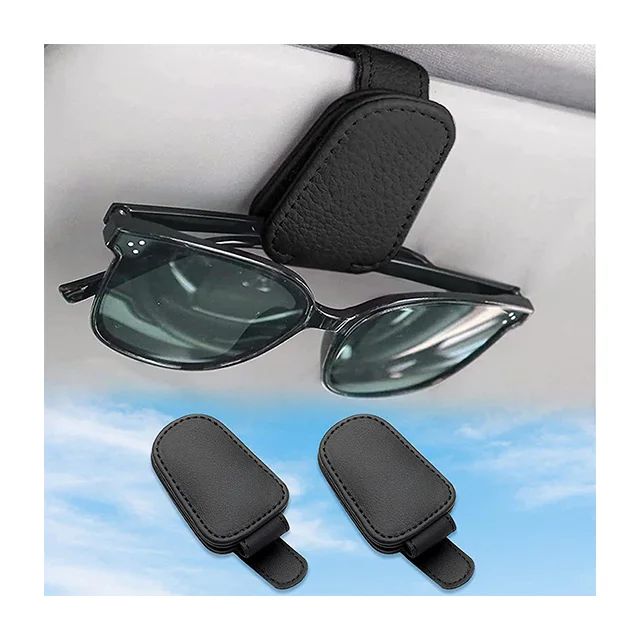 LBB Ticket Card Clip Eyeglasses Mount Magnetic Leather Glasses Eyeglass Hanger Clip Sunglasses Holders for Car Sun Visor
