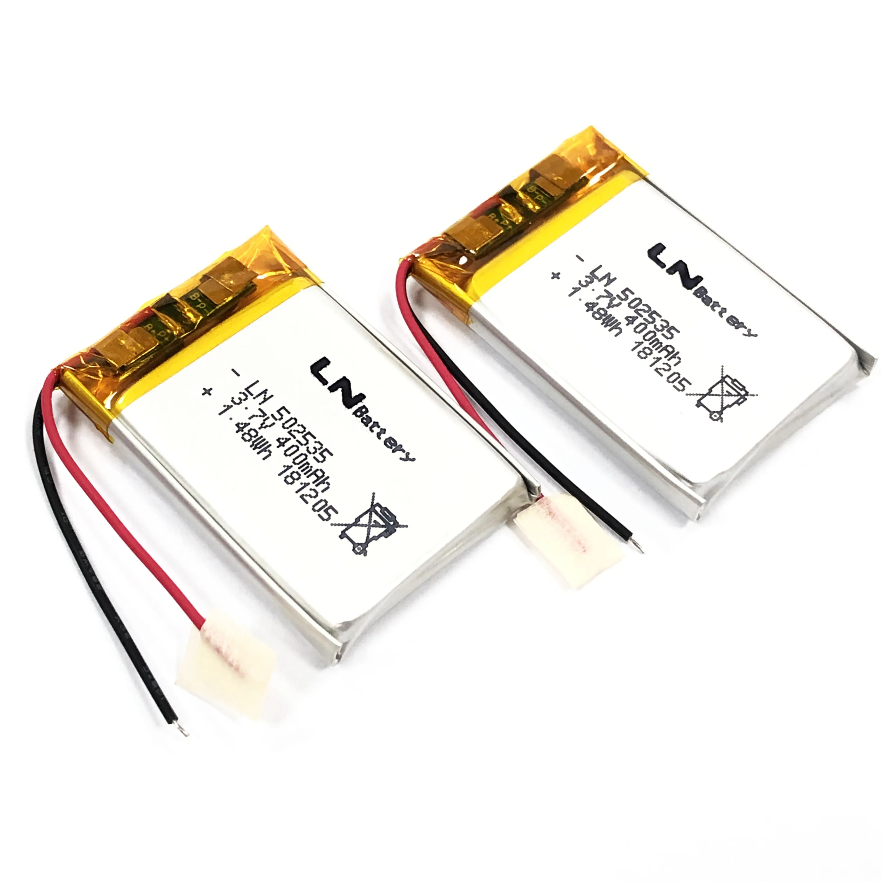 Iec62133 Certified Rechargeable Polymer Li Ion Cell Flat Battery 502535 802035 With 400Mah 3.7V Lipo Battery