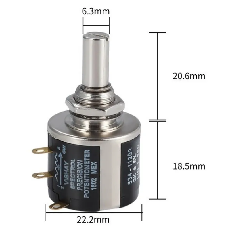 534-20K 534-10K 534-5K wirewound potentiometer MOD534 b202 2W 5% 10 turn